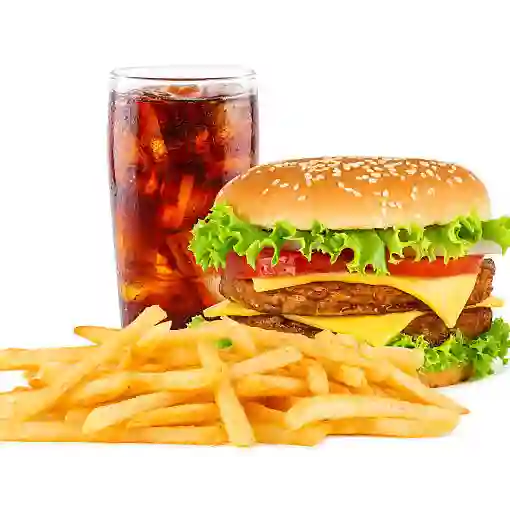 Promoción hamburguesa + papas + gaseosa