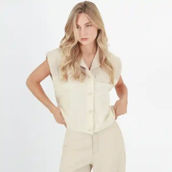 Chaleco Cuello Neru Manga Sisa Café Talla S 702355