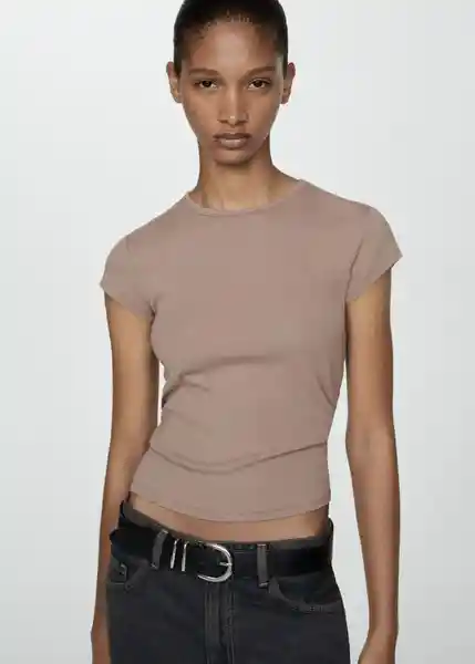 Camiseta Zani Taupe Talla 24 Mujer Mango