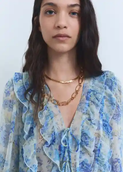 Blusa Ronaldi Celeste Talla M Mujer Mango