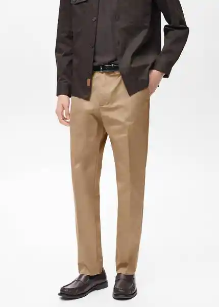 Pantalón Dublino Camel Talla 38 Hombre Mango