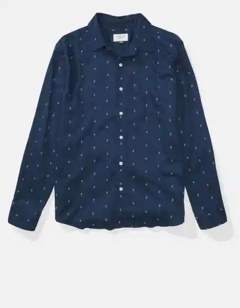 Camisa Mezcla Manga Larga Hombre Azul Talla Small American Eagle