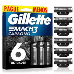 Repuestos Para Cuchilla de Afeitar Gillette Mach 3 Carbono 6 Und