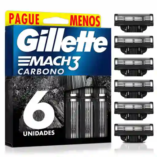 Repuestos Para Cuchilla de Afeitar Gillette Mach 3 Carbono 6 Und