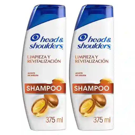 Shampoo Head Shoulders Limpieza y Revitalizacion Aceite de Argan Control Caspa Champu Head and Shoulders 375 ml x 2 Unidades