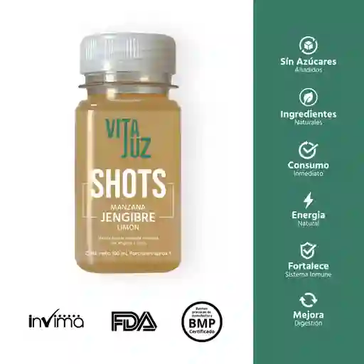 Vitajuz Shots de Jengibre Con Manzana y Limón