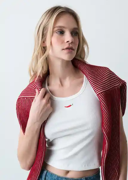 Camiseta Mujer Crudo Puro Claro Talla M 403G042 Naf Naf