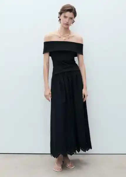 Falda Claus Negro Talla 38 Mujer Mango