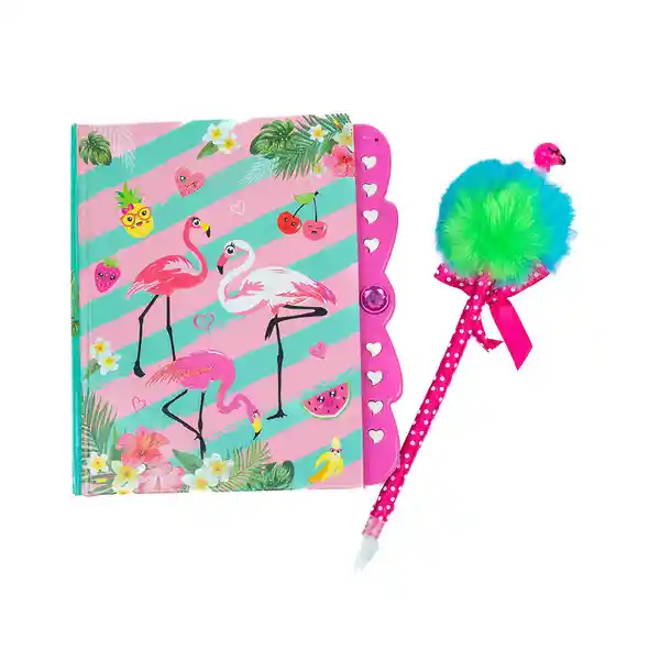 Monkey Set Diario Con Lapicero Pom Pom Flamingo