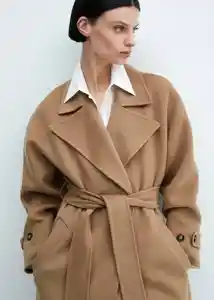 Abrigo Verdi Camel Talla XS Mujer Mango
