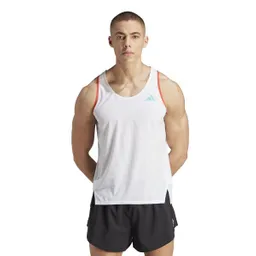 Adidas Camiseta Adizero Snglt Para Hombre Blanco Talla M