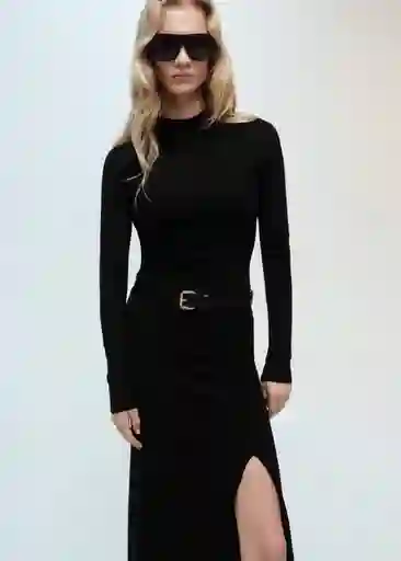 Vestido Percebes Negro Talla M Mujer Mango