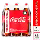 Coca-Cola Gaseosa Sabor Original 1.5L x 3