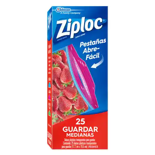 Ziploc Bolsa Reutilizable para Guardar Medianas 25 piezas