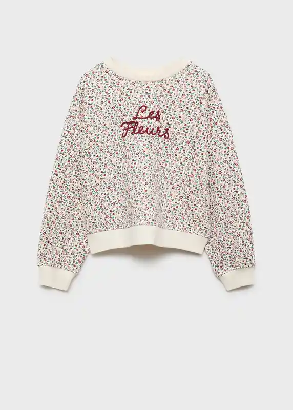 Sudadera Fleurs Gris Talla 08 Niñas Mango