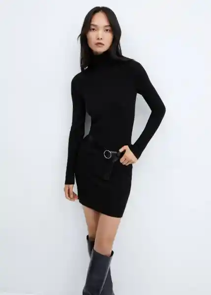 Vestido Goletin Negro Talla 24 Mujer Mango