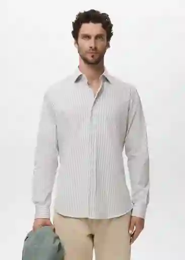 Camisa Playr Khaki Talla M Hombre Mango