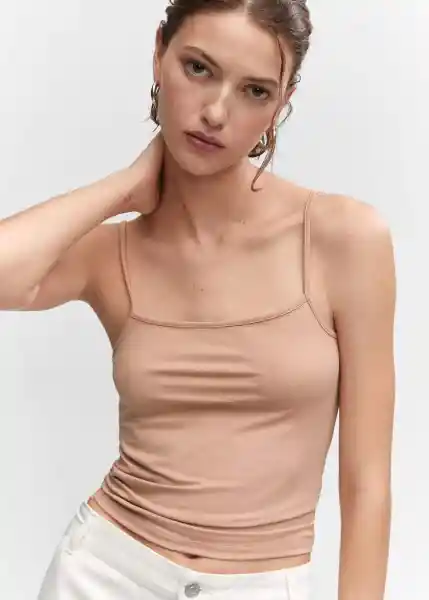 Top Mate Beige Talla L Mujer Mango