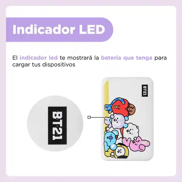 Batería de Respaldo 10000 Mah Little Ones Negro Bt21 Miniso