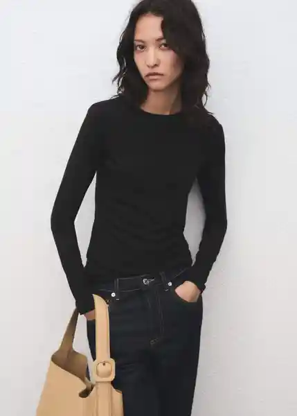 Camiseta Secondca Negro Talla S Mujer Mango