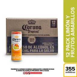 Corona Pack Bebida Alcohólica Frutos Amarillos 355 mL x 12 Und