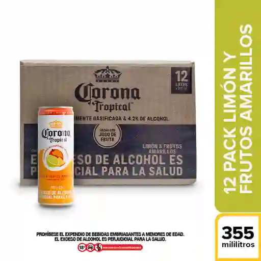 Corona Pack Bebida Alcohólica Frutos Amarillos 355 mL x 12 Und