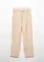 Pantalón Fluido Beige Talla M Mujer Mango