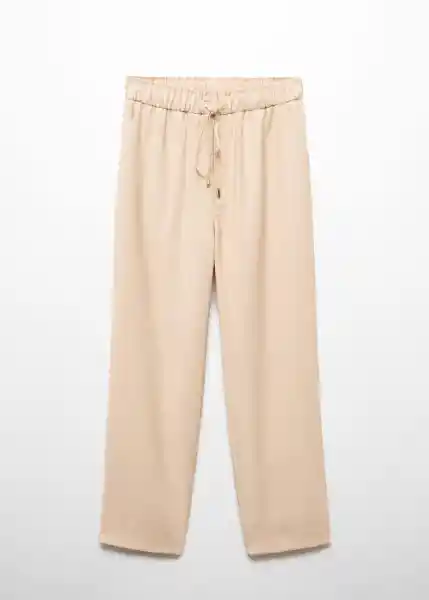 Pantalón Fluido Beige Talla M Mujer Mango