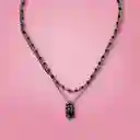 Collar Multicadena Con Dije de Corazón y Moño Serie Dark Miniso