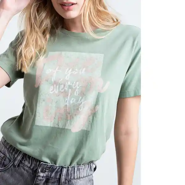 Camiseta Mujer Verde Tomillo Oscuro M 405E022 Naf Naf