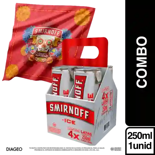 Combo Smirnoff Coctel Ice Original 4 Und + Pañoleta Smirnoff