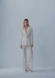 Blazer Americana Guipur Blanco Talla S Mujer Mango