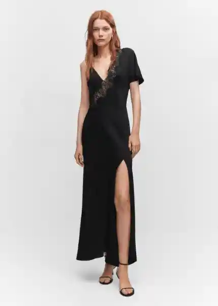 Vestido Cabernet Negro Talla L Mujer Mango