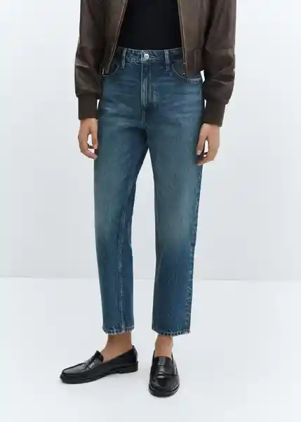 Pantalón Jean Mom2000 Tejano Oscuro Talla 42 Mujer Mango