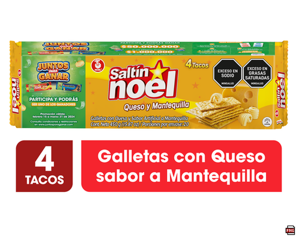 Galleta Saltin Noel Queso Mantequilla Taco x 4 Oferta 450 g