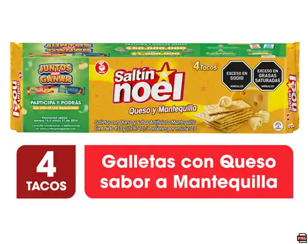 Saltin Noel Galletas Saladas Sabor a Queso y Mantequilla 