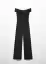 Enterizo Mono Bardot Negro Talla L Mujer Mango