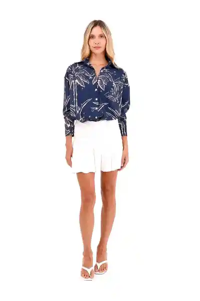 Camisa Boyfriend Haven Palmeras Azul XS Mercedes Campuzano