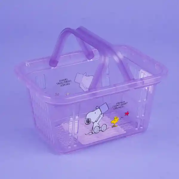 Organizador de Plástico Mini Cesta Snoopy Color Morado Miniso