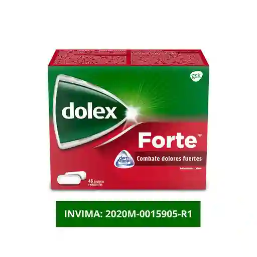 Dolex Acetaminofen Forte Alivio del dolor fuerte Rápida absorción x 48