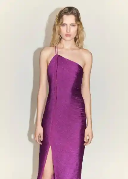 Vestido Fleca Morado Talla XS Mujer Mango