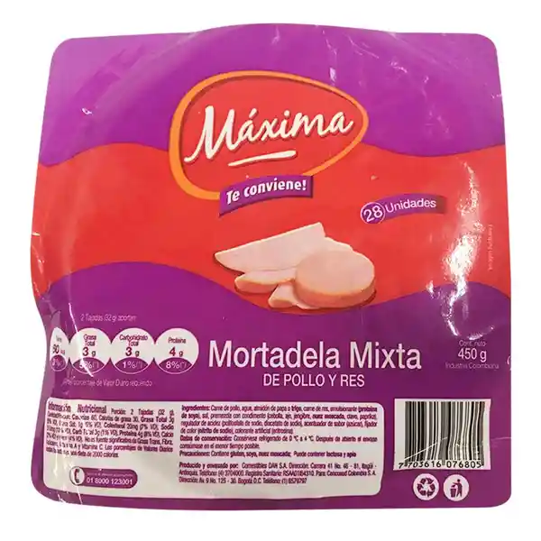 Mortadela Mixta Máxima Pollo y Res