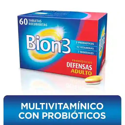 Bion3 Defensas Multivitaminico con Minerales y Probioticos 60 tabletas