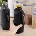 Botella Plástico Silicona Portátil de Silver Grey Negro Miniso
