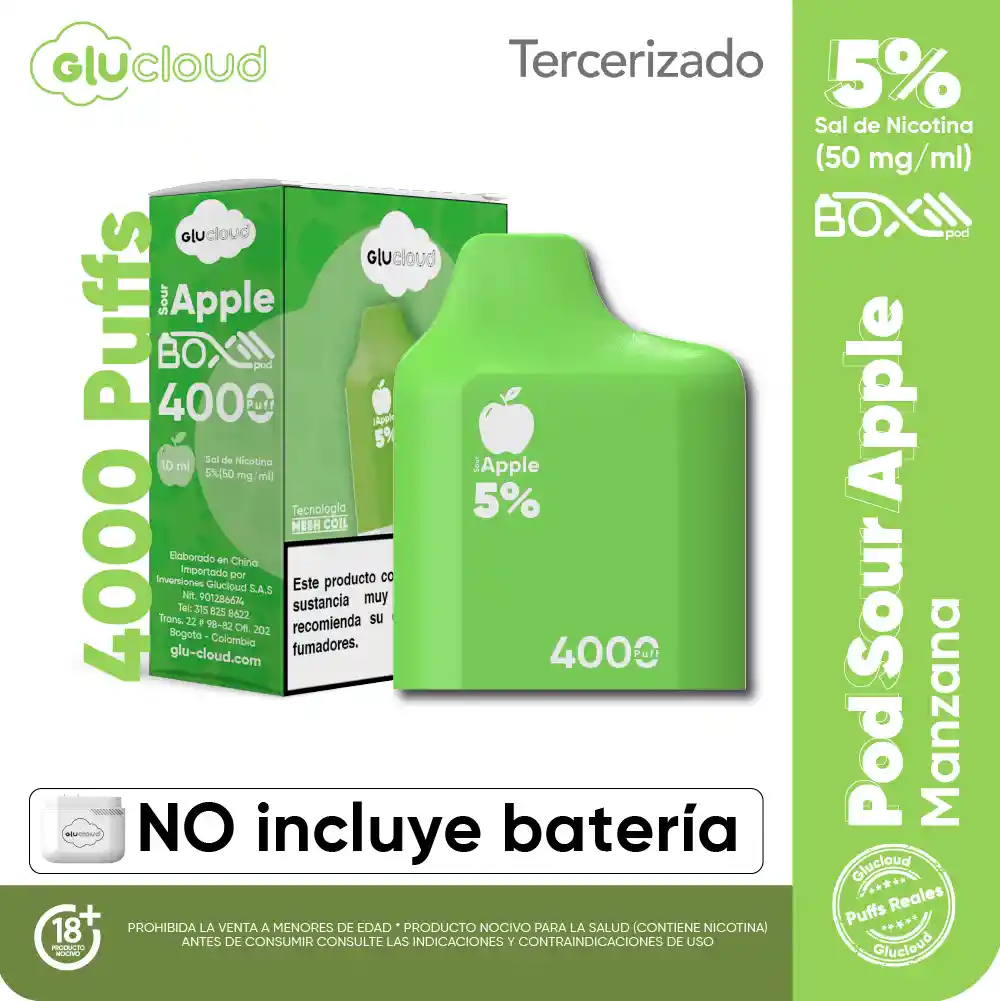 Glucloud Pod Sour Apple / 4000 Puff