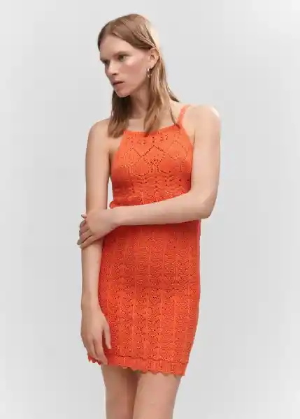 Vestido Mango Naranja Pastel Talla 24 Mujer Mango