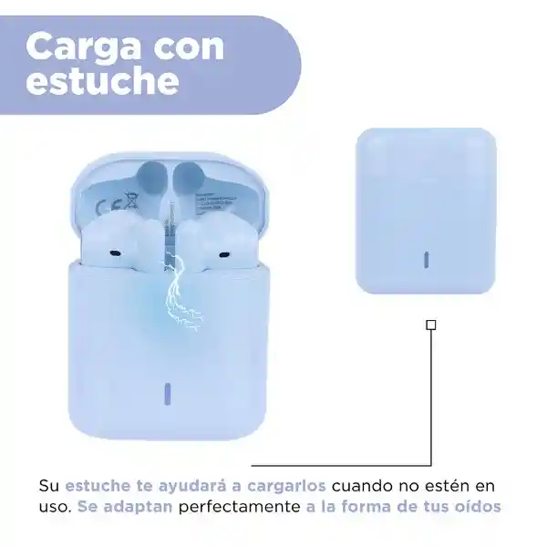 Audífonos Macaron Half in Ear Tws Azul Modelo S88 Miniso