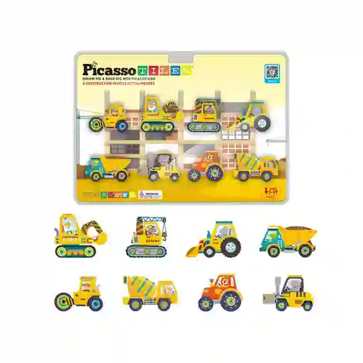 Picasso Tiles Set Figuras de Vehículos de Construcción