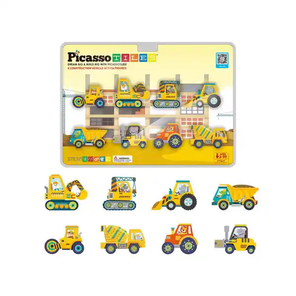 Picasso Tiles Set Figuras de Vehículos de Construcción