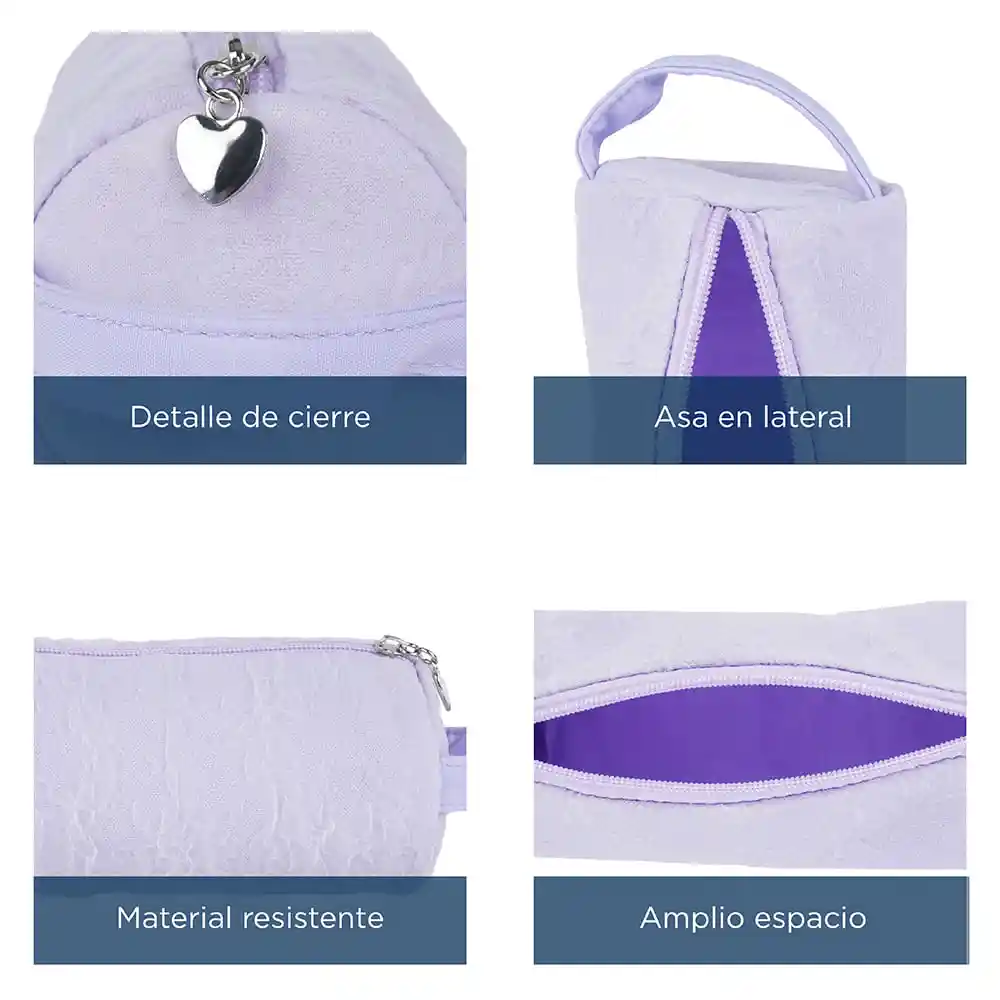 Cosmetiquera Texturizada Cilindro Morado Miniso